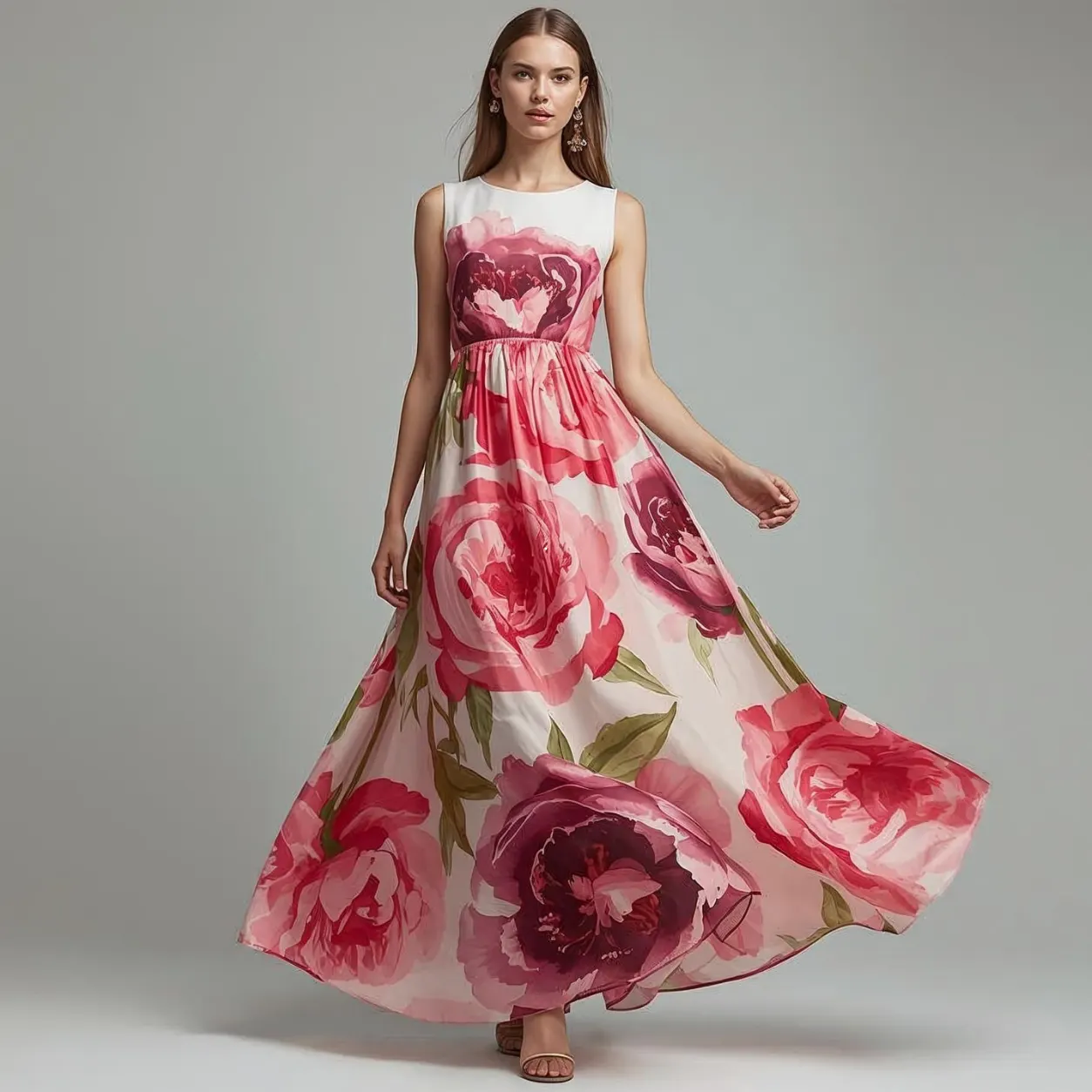 Çiçek Desenli Yazlık Elbise - 2